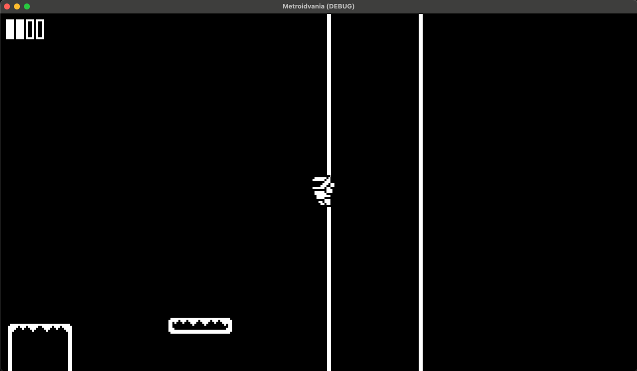 1 bit metroidvania character climbing on a wall