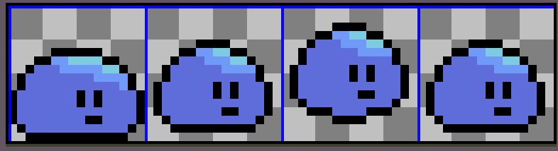 Blue slime enemy with several frames showing a jumping animation