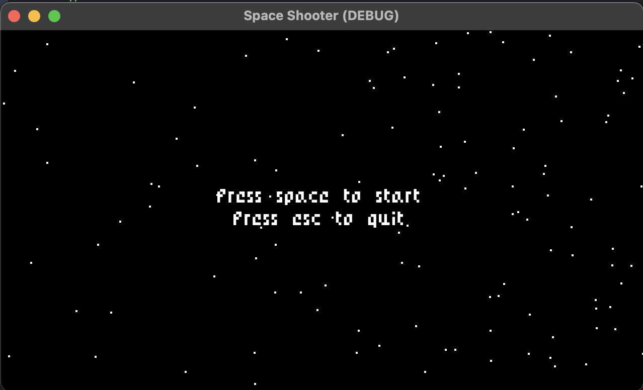 Space shooter start menu