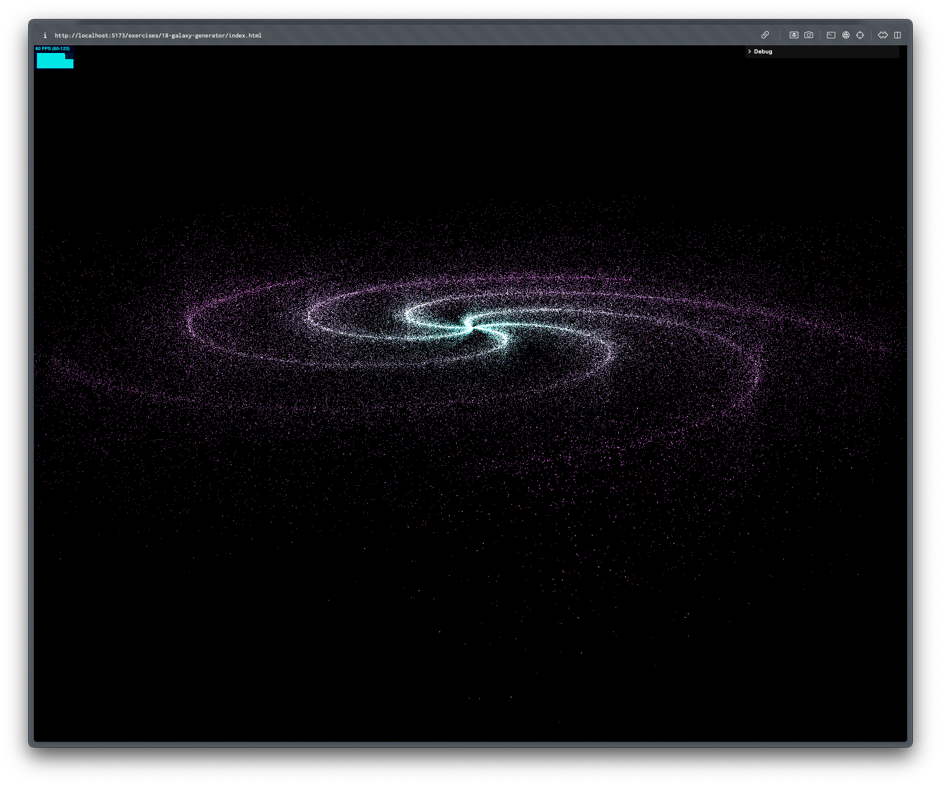 Three.js scene of a galaxy