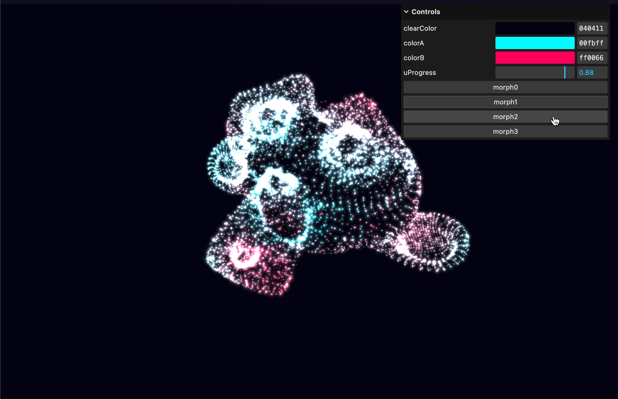 Morphing particles shader